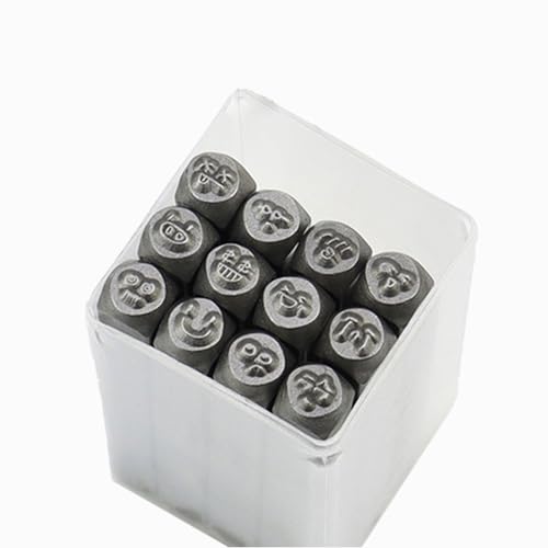 X-Institute Metallstempel-Set mit Herz-/Tiermotiven, 3 mm, Metallstempelwerkzeug zum Stempeln von Metall, Leder, Holz, Handwerk, Leder, Stanz-Set, 12 Stück von X-Institute