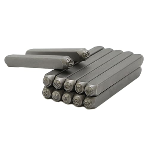 X-Institute Metallstempel-Set mit Herz-/Tiermotiven, 3 mm, Metallstempelwerkzeug zum Stempeln von Metall, Leder, Holz, Handwerk, Leder, Stanz-Set, 12 Stück von X-Institute