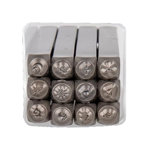 X-Institute Metallstempel-Set mit Herz-/Tiermotiven, 3 mm, Metallstempelwerkzeug zum Stempeln von Metall, Leder, Holz, Handwerk, Leder, Stanz-Set, 12 Stück von X-Institute