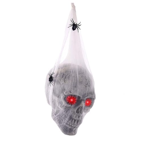 X-Institute Reaktiver leuchtender Totenkopf mit Spinnweben, erschreckende Halloween-Dekoration, Totenkopf-Anhänger mit geräuschgesteuertem Lichteffekt X-Institute Reaktiver leuchtender Totenkopf mit Spinnweben, erschreckende Halloween-Dekoration, Totenkopf-Anhänger mit geräuschgesteuertem Lichteffekt von X-Institute