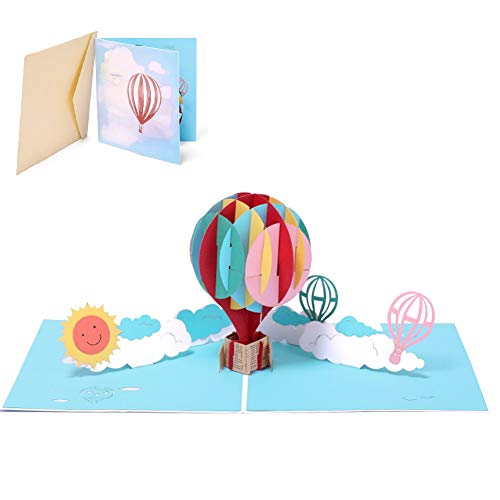 X-Labor 3D Ballon Pop up Karte mit Umschlägen Grußkarte Klappkarte für Geburtstag Weihnachten Valentinstag Hochzeit Frühjahrskarte von X-Labor