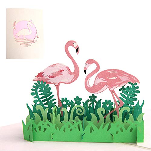 X-Labor 3D Flamingo Pop up Karte mit Umschlägen Grußkarte Klappkarte für Geburtstag Weihnachten Valentinstag Hochzeit Frühjahrskarte von X-Labor