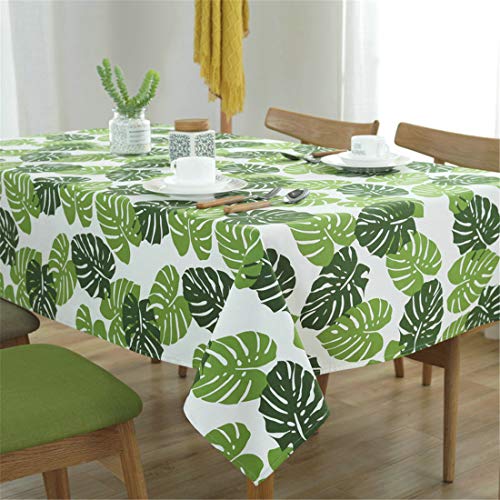 X-Labor Abwaschbar Tischtuch Tischdecke Eckig Wasserdicht Textil Stoff Tischwäsche Pflegeleicht Garten Zimmer Tischdekoration Grün Blatt 120 * 160cm von Xlabor