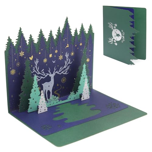 Weihnachtskarten, Klappkarten mit Weihnachtsbaum-Motiv, Bestes Geschenk für Weihnachten, Umschlag enthalten, Chrismas Geschenkkarte, Santa Claus Weihnachtskarten, Klappkarten mit Weihnachtsbaum-Motiv, Bestes Geschenk für Weihnachten, Umschlag enthalten, Chrismas Geschenkkarte, Santa Claus von X-RAIN