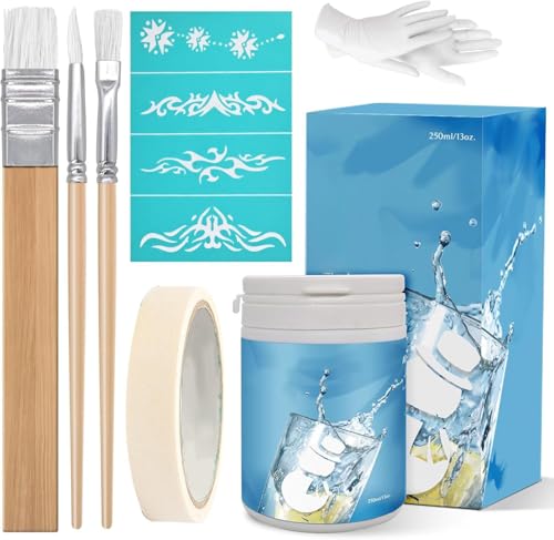 Glasätzungs-Starter-Set für komplizierte Designs, Bastelarbeiten, 3 Applikationspinsel, 1 Papierband, 1 Nitrilhandschuhe, 1 Siebdruck-Etikett, perfekt für Spiegel, Fenster, Glaswaren, 370 ml Glasätzungs-Starter-Set für komplizierte Designs, Bastelarbeiten, 3 Applikationspinsel, 1 Papierband, 1 Nitrilhandschuhe, 1 Siebdruck-Etikett, perfekt für Spiegel, Fenster, Glaswaren, 370 ml von X-Txxlplus