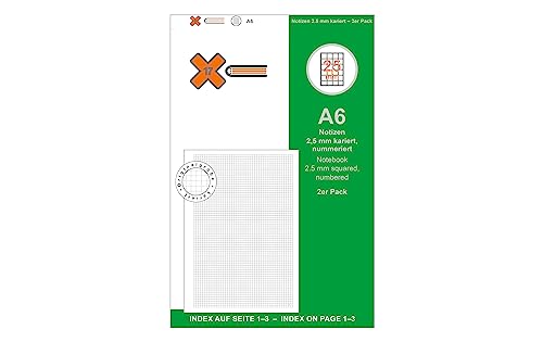 X17 A6 Notizen/Notizheft | kariert 2,5 mm 2er Pack, für das revolutionäre X17-Notizbuch mit auswechselbaren Heften von X17