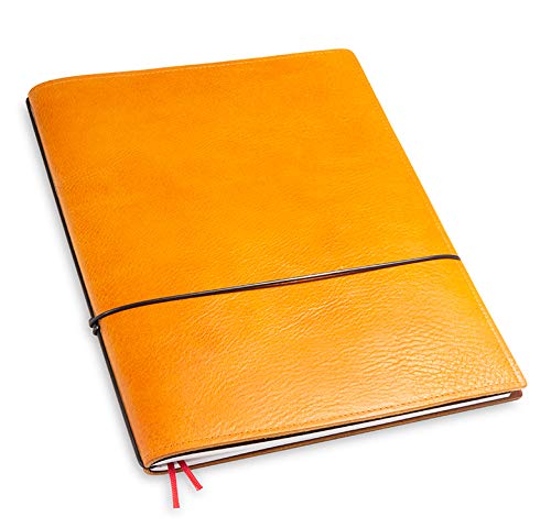 X17-A4+ Notizbuch/Personal Organizer | 9 mm dünn | braun "cognac", aus Leder. Nachfüllbar. Notizheft (blanko) mit Doppeltasche, Made in Germany. von X17