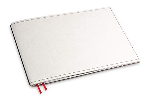 X17-A5+ Querformat Notizbuch/Personal Organizer | 7mm dünn | grau + schwarz, vegan! Deutsches Zellulose-Material. Nachfüllbar. Notizheft (blanko) mit Doppeltasche, Made in Germany. von X17