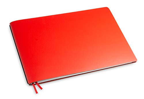 X17-A5+ Querformat Notizbuch/Personal Organizer | 7mm dünn | rot; aus recyceltem Leder. Nachfüllbar. Notizheft (blanko) mit Doppeltasche, Made in Germany. von X17