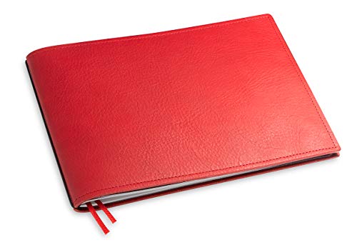 X17-A5+ Querformat Notizbuch/Personal Organizer | 9 mm dünn | rot, aus Leder. Nachfüllbar. Notizheft (blanko) mit Doppeltasche, Made in Germany. von X17