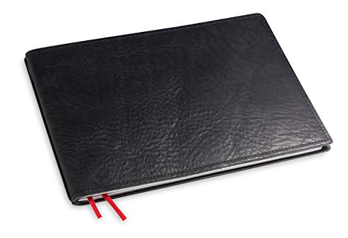 X17-A5+ Querformat Notizbuch/Personal Organizer | 9 mm dünn | schwarz, aus Leder. Nachfüllbar. Notizheft (blanko) mit Doppeltasche, Made in Germany. von X17