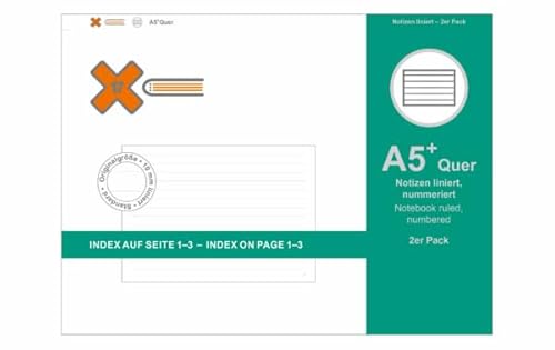 X17 A5+ Querformat Notizen/Notizheft | liniert 2er Pack, für das revolutionäre X17-Notizbuch mit auswechselbaren Heften X17 A5+ Querformat Notizen/Notizheft | liniert 2er Pack, für das revolutionäre X17-Notizbuch mit auswechselbaren Heften von X17