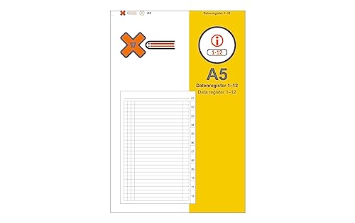X17-A5 Datenregister 1-12 | für das revolutionäre X17-Notizbuch mit auswechselbaren Heften von X17