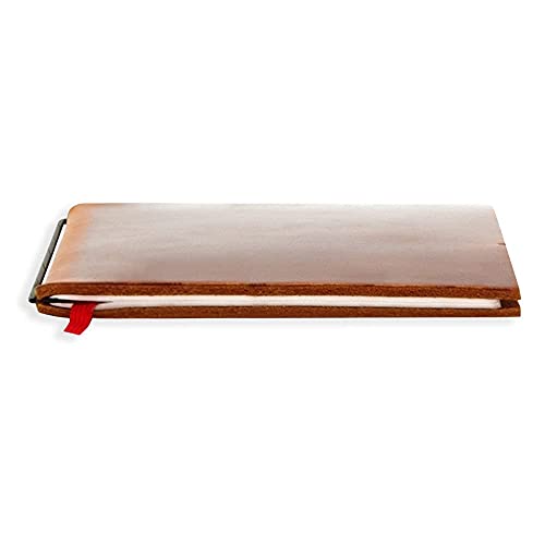 X17-A5 Notizbuch/Personal Organizer | 9 mm dünn | braun "brandy", aus Leder. Nachfüllbar. Notizheft (kariert 5mm) mit Doppeltasche, Made in Germany. von X17