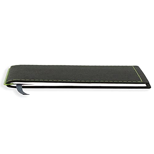 X17-A6 Notizbuch/Personal Organizer | 7mm dünn | schwarz + grün, vegan! Deutsches Zellulose-Material. Nachfüllbar. Notizheft (gepunktet) mit Doppeltasche, Made in Germany. von X17
