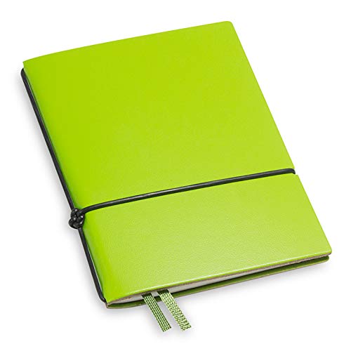 X17-A7 Notizbuch/Personal Organizer | 7mm dünn | grün; aus recyceltem Leder. Nachfüllbar. Notizheft (blanko) mit Doppeltasche, Made in Germany. von X17