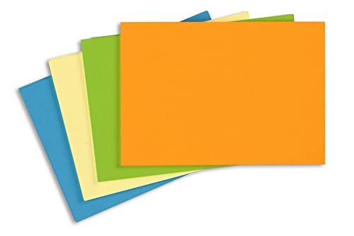 X17- Mind-Papers Nachfüllpack, DIN A5, 100 Karteikarten/Lernkarten, Farbe: blau, grün, hellgelb, orange von X17
