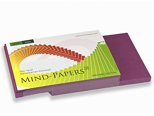 X17- Mind-Papers Nachfüllpack, Größe: DIN A6, 100 Karteikarten/Lernkarten, Farbe: beere von X17