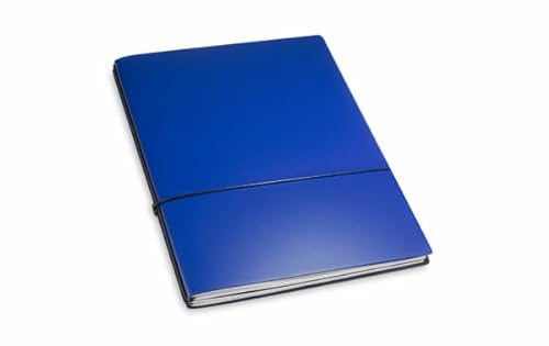 X17 Notizbuch/Konferenzmappe A4, blau; aus recyceltem Leder. Austauschbare Notizhefte (blanko,kariert) mit Doppeltasche. Made in Germany von X17
