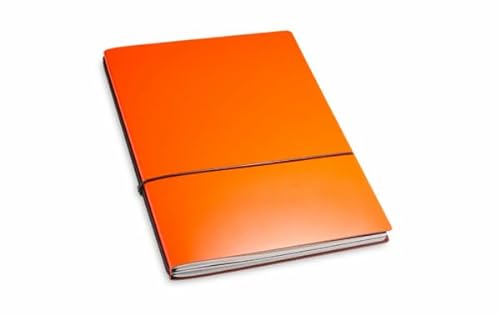 X17 Notizbuch/Konferenzmappe A4, orange; aus recyceltem Leder. Austauschbare Notizhefte (blanko,kariert) mit Doppeltasche. Made in Germany von X17
