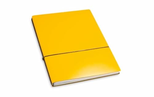 X17 Notizbuch/Konferenzmappe A4, gelb; aus recyceltem Leder. Austauschbare Notizhefte (blanko,kariert) mit Doppeltasche. Made in Germany von X17