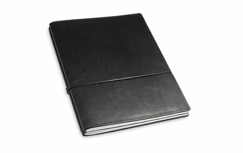 X17 Notizbuch/Konferenzmappe A4, schwarz, aus Leder. Austauschbare Notizhefte (blanko,kariert) mit Doppeltasche. Made in Germany von X17