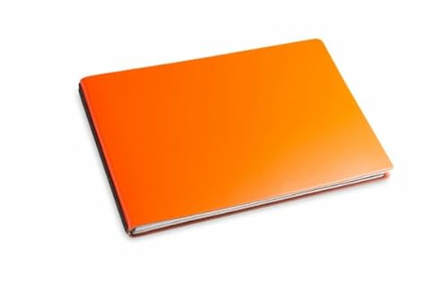 X17 Notizbuch A5+ Querformat, orange; aus recyceltem Leder. Austauschbare Notizhefte (blanko,kariert) mit Doppeltasche Made in Germany von X17