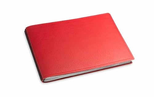 X17 Notizbuch A5+ Querformat, rot, aus Leder. Austauschbare Notizhefte (blanko,kariert) mit Doppeltasche, Made in Germany von X17