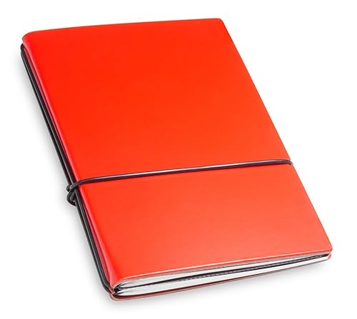 X17 Notizbuch A6,rot; aus recyceltem Leder. Austauschbare Notizhefte (blanko, kariert) mit Doppeltasche, Made in Germany von X17