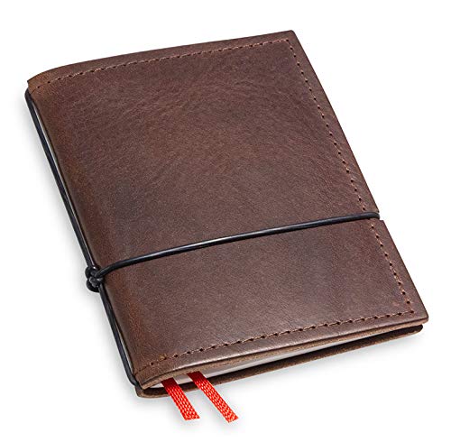 X17-A7 Notizbuch/Personal Organizer | 9 mm dünn | braun "kastanie", aus Leder. Nachfüllbar. Notizheft (blanko) mit Doppeltasche, Made in Germany. von X17