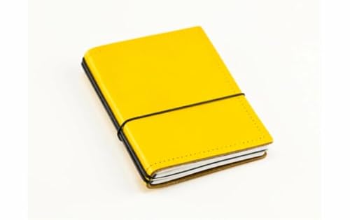 X17 Notizbuch A7, gelb; aus recyceltem Leder. Austauschbare Notizhefte (blanko, kariert) mit Doppeltasche, Made in Germany von X17