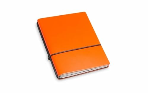 X17 Notizbuch A7, orange; aus recyceltem Leder. Austauschbare Notizhefte (blanko, kariert) mit Doppeltasche, Made in Germany von X17