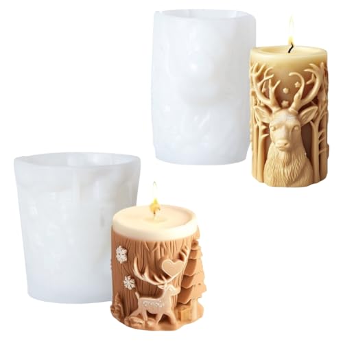 2 x Weihnachts-Silikon-Kerzenformen für Kerzen, Seife, Epoxidharz, Silikonformen für Heimdekoration, 2 Stück von XAGMODSHN