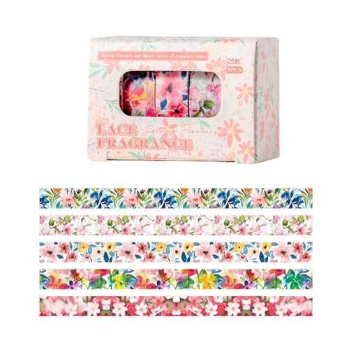 5 Rollen Blumen-Klebeband, 10 mm x 2 m, dekoratives ästhetisches Papier für Scrapbooking, Tagebuch, Notizbuch, Album, Handyverpackung, dekoratives Klebeband 5 Rollen Blumen-Klebeband, 10 mm x 2 m, dekoratives ästhetisches Papier für Scrapbooking, Tagebuch, Notizbuch, Album, Handyverpackung, dekoratives Klebeband von XAGMODSHN
