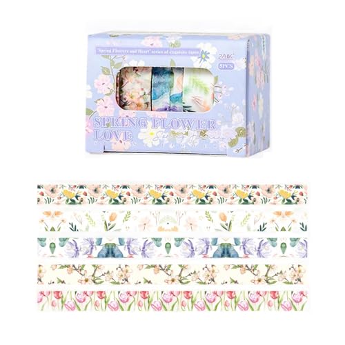 5 Rollen Blumen-Klebeband, 10 mm x 2 m, dekoratives ästhetisches Papier für Scrapbooking, Tagebuch, Notizbuch, Album, Handyverpackung, dekoratives Klebeband 5 Rollen Blumen-Klebeband, 10 mm x 2 m, dekoratives ästhetisches Papier für Scrapbooking, Tagebuch, Notizbuch, Album, Handyverpackung, dekoratives Klebeband von XAGMODSHN