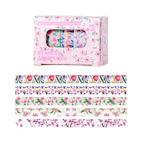 5 Rollen Blumen-Klebeband, 10 mm x 2 m, dekoratives ästhetisches Papier für Scrapbooking, Tagebuch, Notizbuch, Album, Handyverpackung, dekoratives Klebeband 5 Rollen Blumen-Klebeband, 10 mm x 2 m, dekoratives ästhetisches Papier für Scrapbooking, Tagebuch, Notizbuch, Album, Handyverpackung, dekoratives Klebeband von XAGMODSHN