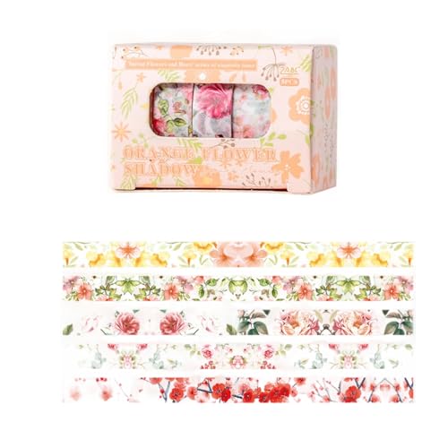 5 Rollen Blumen-Klebeband, 10 mm x 2 m, dekoratives ästhetisches Papier für Scrapbooking, Tagebuch, Notizbuch, Album, Handyverpackung, dekoratives Klebeband 5 Rollen Blumen-Klebeband, 10 mm x 2 m, dekoratives ästhetisches Papier für Scrapbooking, Tagebuch, Notizbuch, Album, Handyverpackung, dekoratives Klebeband von XAGMODSHN
