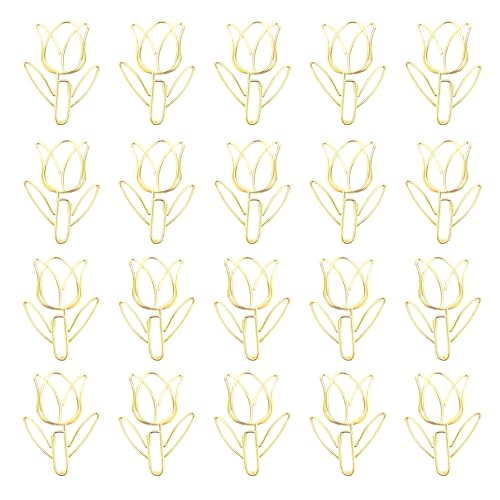 Büroklammern in Tulpenform, Lesezeichen, kreativer Planer, Metall, dekorative Clips für Zuhause, Büro, Schule, Metall, dekorative Tulpenform, kleine Lesezeichen, 20 Stück Büroklammern in Tulpenform, Lesezeichen, kreativer Planer, Metall, dekorative Clips für Zuhause, Büro, Schule, Metall, dekorative Tulpenform, kleine Lesezeichen, 20 Stück von XAGMODSHN
