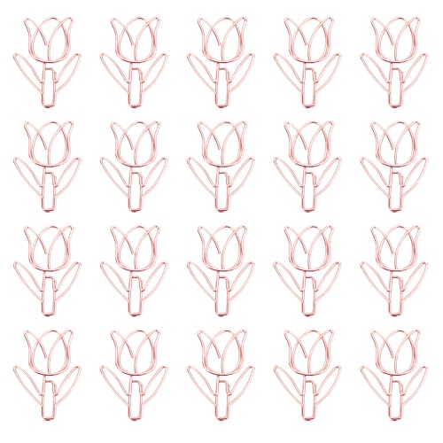 Büroklammern in Tulpenform, Lesezeichen, kreativer Planer, Metall, dekorative Clips für Zuhause, Büro, Schule, Metall, dekorative Tulpenform, kleine Lesezeichen, 20 Stück Büroklammern in Tulpenform, Lesezeichen, kreativer Planer, Metall, dekorative Clips für Zuhause, Büro, Schule, Metall, dekorative Tulpenform, kleine Lesezeichen, 20 Stück von XAGMODSHN