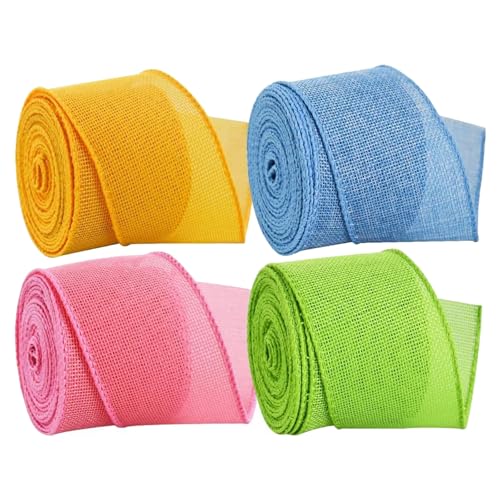 Mehrfarbiges Stoffband, dekoratives Handwerk für Schleifen, Kranz, Hochzeitsdekoration, Weihnachtsbaumschmuck, Party-Dekoration, 4 Stück von XAGMODSHN