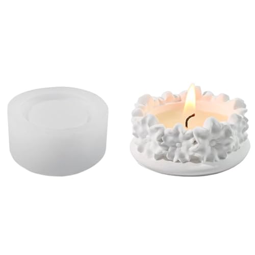 Silikonform mit Blumenmotiv, Epoxidharz, Silikonformen für Kerzenhalter, Teelichthalter, Heimdekoration, lebensmittelechtes Silikon von XAGMODSHN