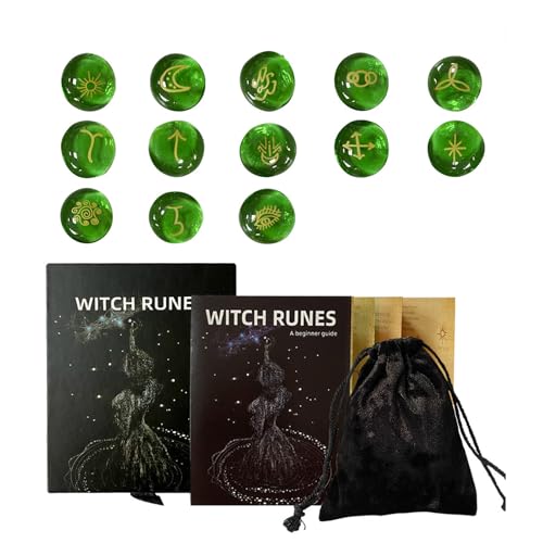 XAGMODSHN 13pcs Glas Runen Steinenergie Edelsteine Gravierte Runen Taschenstein Meditationen Hexerei Geschenk Für Frauen Männer XAGMODSHN 13pcs Glas Runen Steinenergie Edelsteine Gravierte Runen Taschenstein Meditationen Hexerei Geschenk Für Frauen Männer von XAGMODSHN