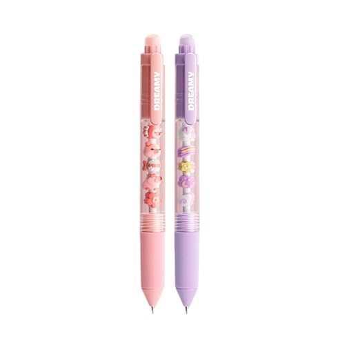 XAGMODSHN 2 Stück 0,5 mm Kugelschreiber, glattes Schreiben, schwarze Tinte, Druckstift, schöner einziehbarer Kugelschreiber für Schule, Büro von XAGMODSHN