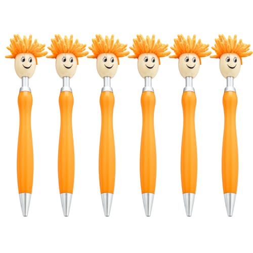 XAGMODSHN 6 Stück Moppkopf-Kugelschreiber, 1,0 mm, Pressstift, schwarze Tinte, Schreibwarenstift, Signierstift, glattes Schreiben für Schüler XAGMODSHN 6 Stück Moppkopf-Kugelschreiber, 1,0 mm, Pressstift, schwarze Tinte, Schreibwarenstift, Signierstift, glattes Schreiben für Schüler von XAGMODSHN