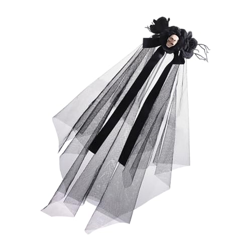 XAGMODSHN Hexenkostüm-Schleier mit eleganter Schleife, Kopfbedeckung, Kopfschmuck für Halloween-Party, Outfit, Hexen-Outfit, Schleier von XAGMODSHN