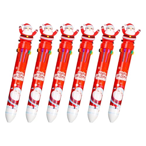 XAGMODSHN Kugelschreiber, Cartoon-Weihnachts-Kugelschreiber, 10-in-1, mehrfarbig, Kugelschreiber, Büro, Schulbedarf für Studenten, 6 Stück XAGMODSHN Kugelschreiber, Cartoon-Weihnachts-Kugelschreiber, 10-in-1, mehrfarbig, Kugelschreiber, Büro, Schulbedarf für Studenten, 6 Stück von XAGMODSHN