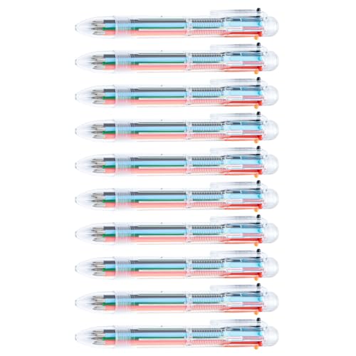 XAGMODSHN Mehrfarbiger Kugelschreiber, einziehbar, mehrfarbig, 6-in-1-Stift, zum Schreiben, Notizen, Journaling, Farbcodierung, 10 Stück von XAGMODSHN