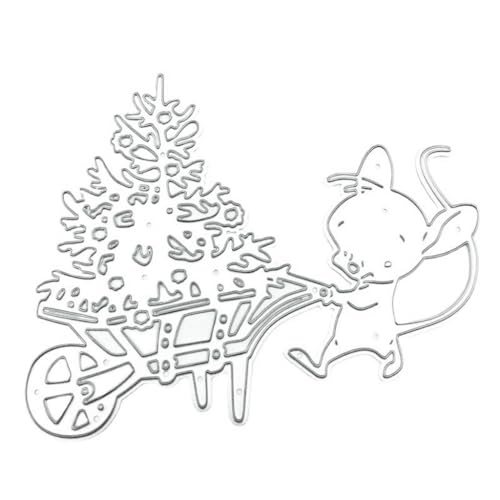 XAGMODSHN Metall-Stanzformen mit Weihnachtsbaum, Maus, zum Basteln, Karbonstahl, Prägeschablone, Metall, Scrapbooking für Karten von XAGMODSHN