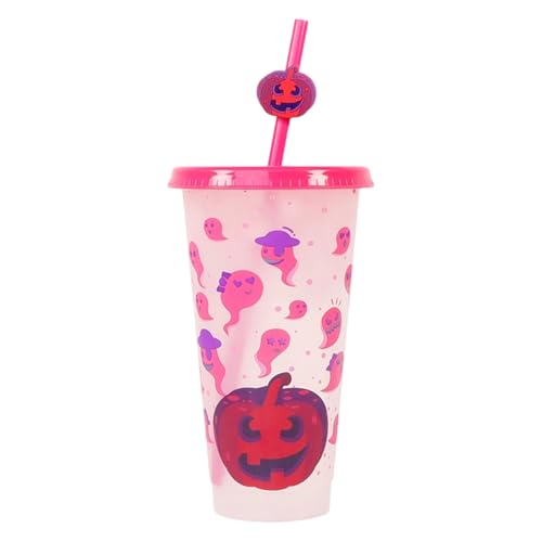 XAGMODSHN Nachhaltiger Halloween-Becher mit Farbumwandlungseffekt für kalte Getränke, 710 ml, mit sicherem Deckel und Strohhalm, große Kapazität, Halloween-Becher XAGMODSHN Nachhaltiger Halloween-Becher mit Farbumwandlungseffekt für kalte Getränke, 710 ml, mit sicherem Deckel und Strohhalm, große Kapazität, Halloween-Becher von XAGMODSHN