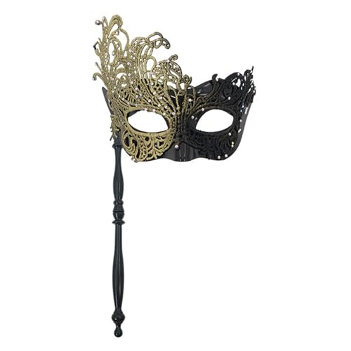 XAGMODSHN Strass-Spitzen-Maskerade, Halloween-Kostüme, Venezianer-Party, Erwachsene, Kinder, Karneval, Maske mit Stab, Damen, halbes Gesicht von XAGMODSHN